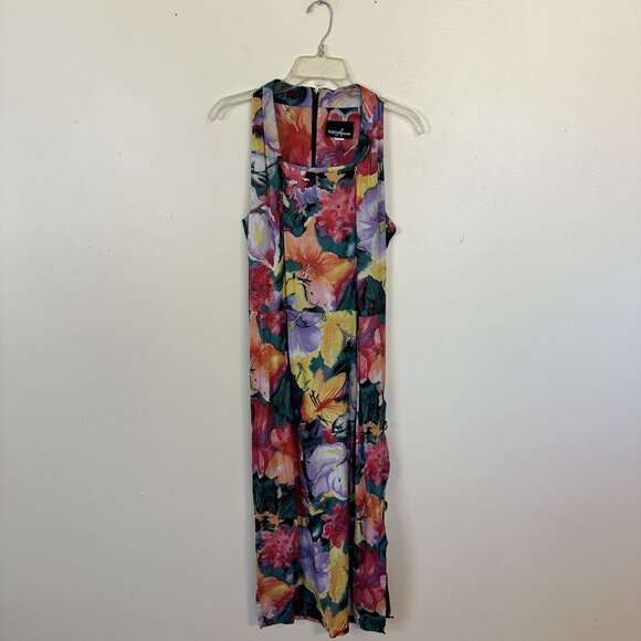 Womens Floral Sleeveless Midi Dress Positive Attitude Large Razor Back Floral - Picture 8 of 8